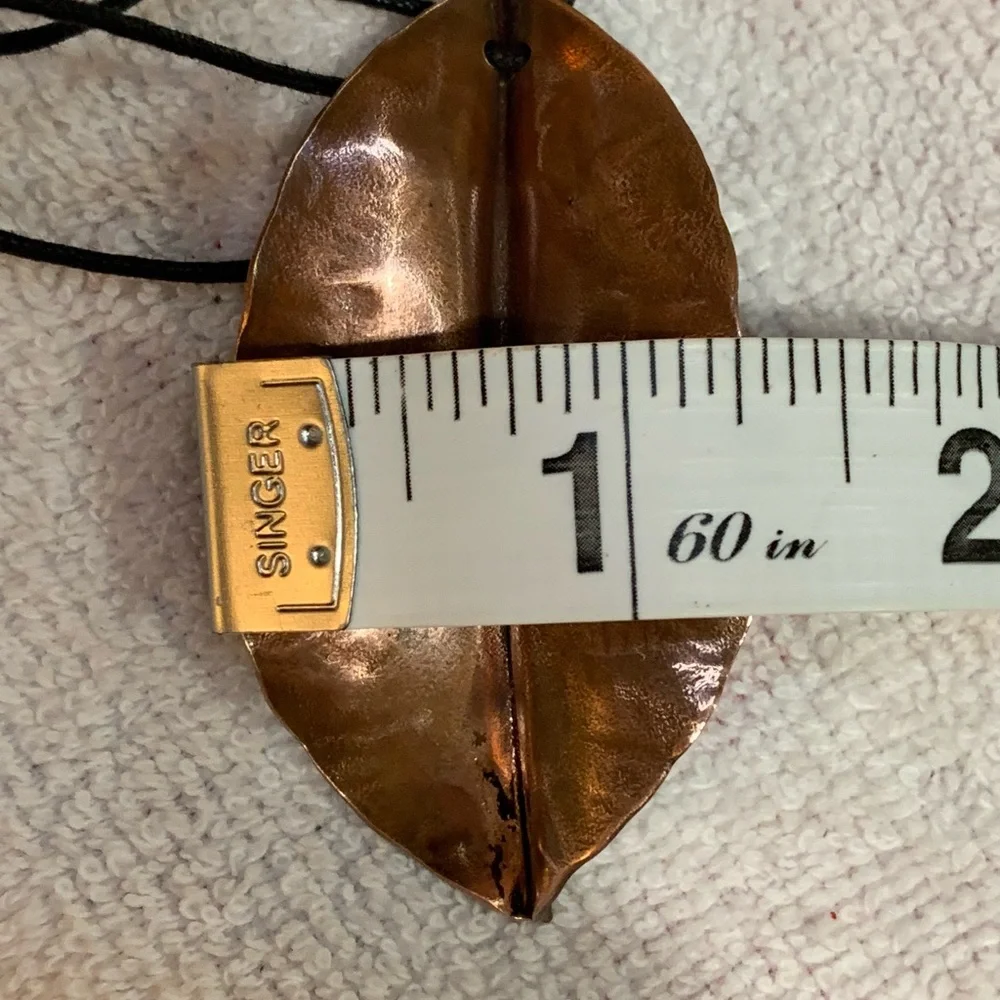 Georgia O’Keefe inspired Copper Leaf Pendant Necklace - Picture 7 of 9